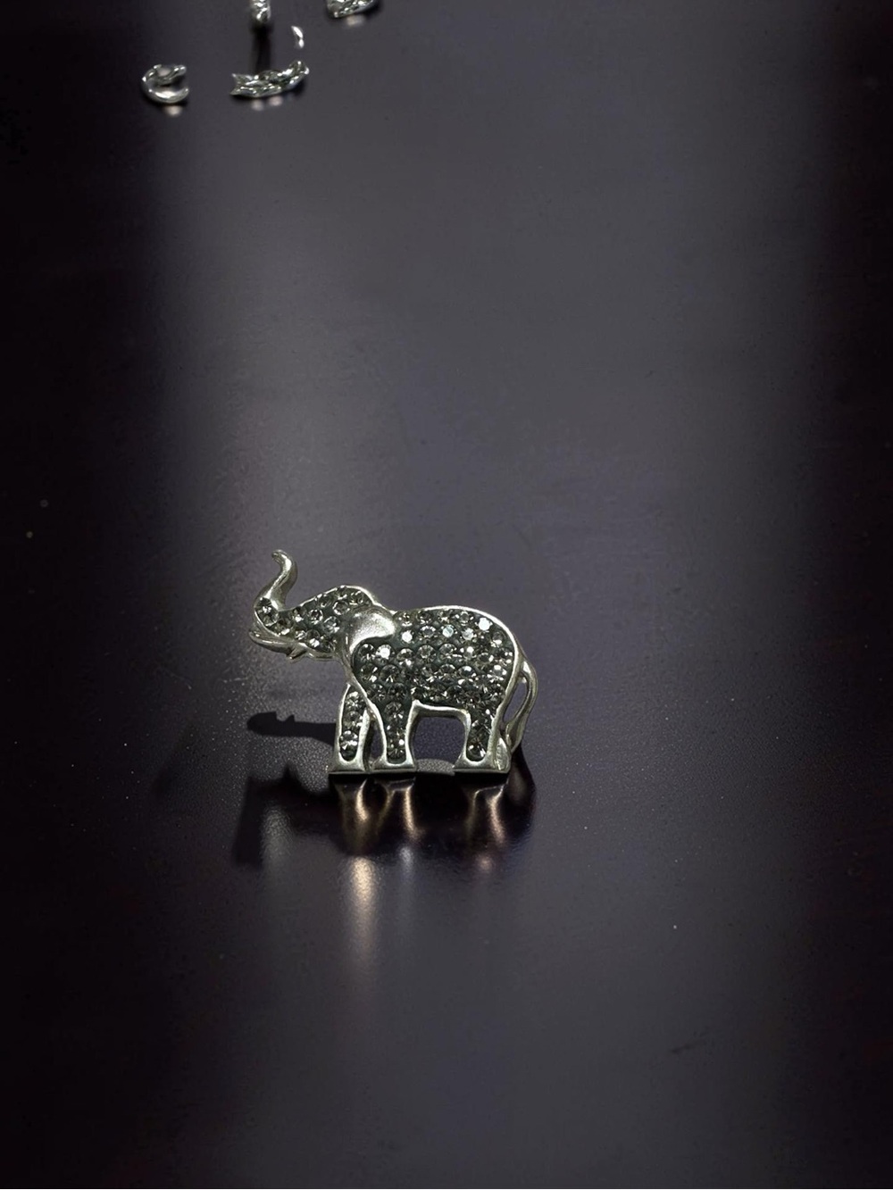 Silver Tone Elephant Crystal Accent Charm Jewelry